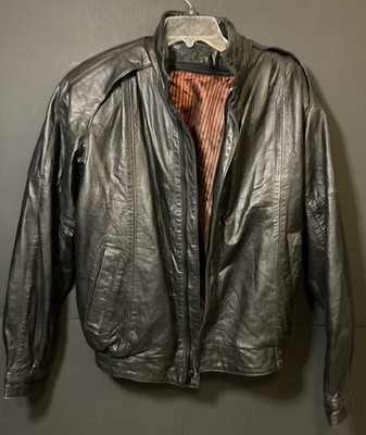 Tannery West Men's Black Leather 80S Jacket Size Medium Thinsulate
