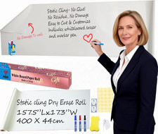 17.3"X157.5" White Board Paper Roll - Dry Erase Board Alternative,No Glue Static