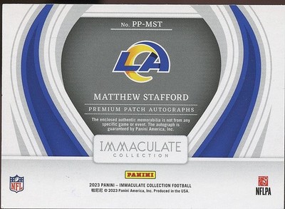 Matthew Stafford 2024 Immaculate On Card Auto Autograph