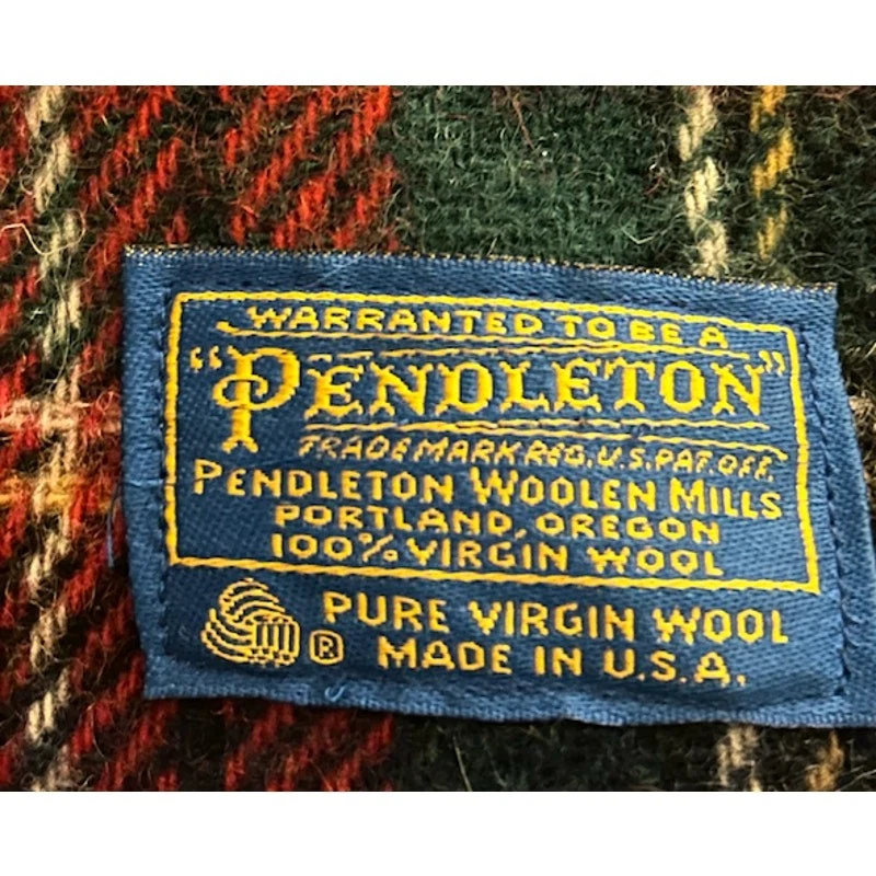Pendleton Plain Wool Blanket Throw Bedding Fringe Red Green - Image 4 of 4