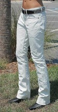 Men's White Leather Pant Genuine Lambskin Leather Pant Jeans Style Pant