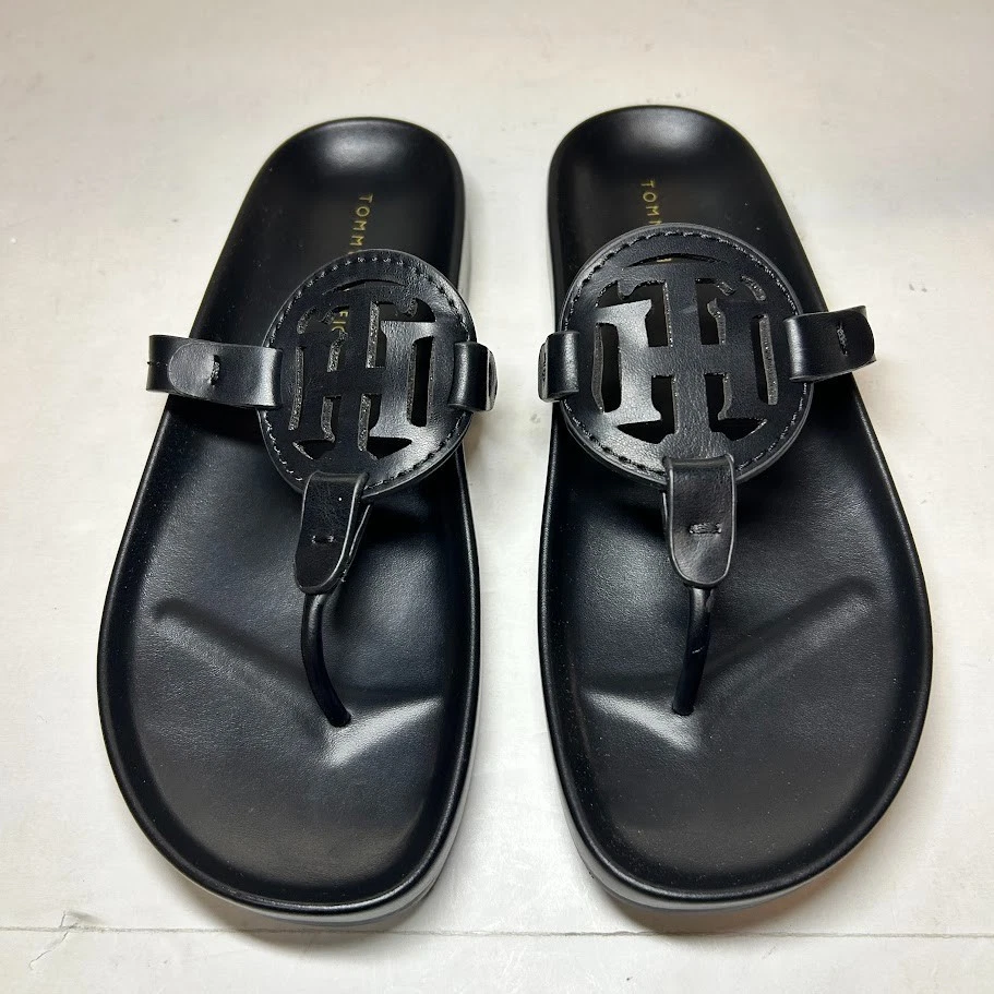 Sandalias planas Tommy Hilfiger para mujer 6,5 M negras Relina nuevas en caja JW3 Foto 2 de 3