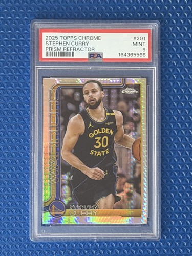 2025-26 Topps Chrome Stephen Curry #201 Prism Refractor PSA MINT 9 GS Warriors