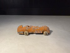 Vintage Hubley Cast Iron Race Car Orange Toy White Tires