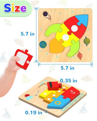 Yetonamr Wooden Toddler Puzzles Gifts Toys for 1 2 3 Years 1 piece for kids