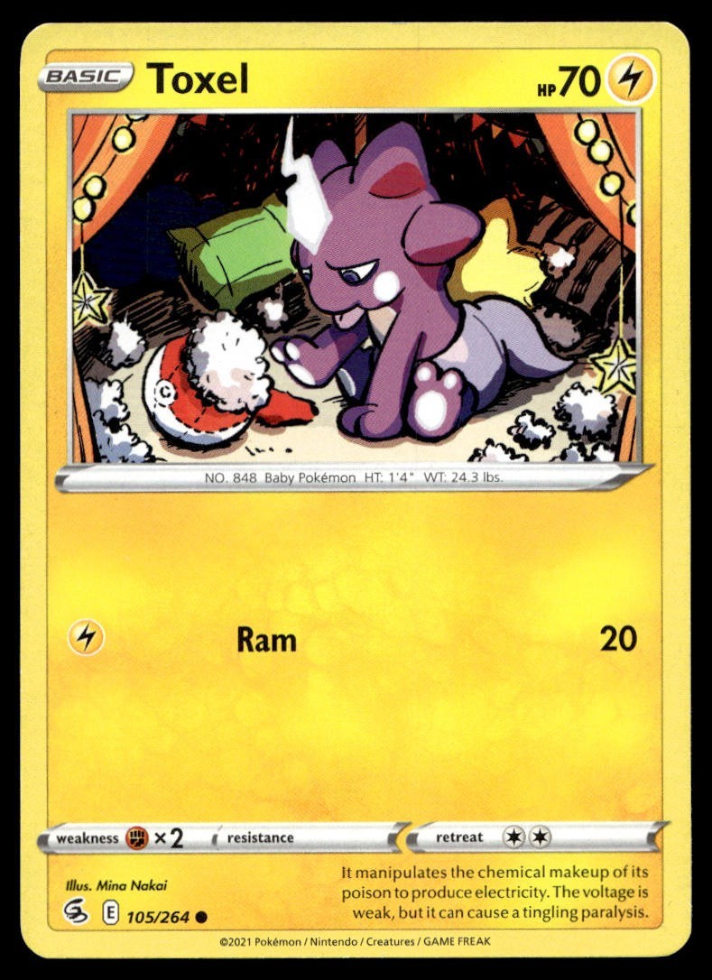 Toxel 105/264 Pokemon Card Fusion Strike Common 70 HP Lightly Played TB
