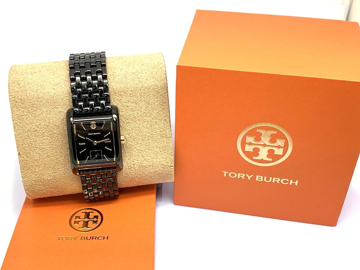 Tory Burch Women's Watch TBW1071 Eleanor Quartz Gold Black Dial