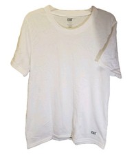 2 Caterpillar Men Trademark T Shirt L, White with Gray Lettering mens