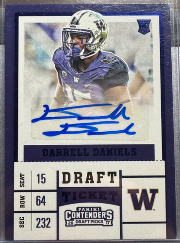 2017 Panini Contenders Draft Picks - Darrell Daniels #168 Draft Ticket Blue Foil - Picture 3 of 3
