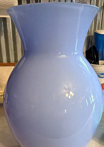 IVV Italy Hydria Glass vase 10 “ Sugar paper blue. Cased mouth- blown art