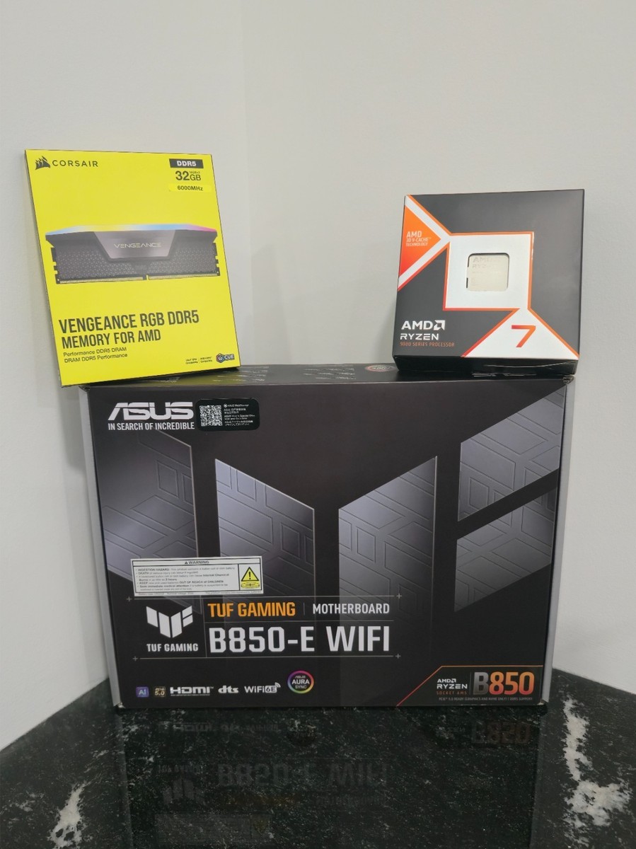 AMD Ryzen 7 9850X3D, ASUS B850-E TUF GAMING AM5, Crucial Pro 32GB