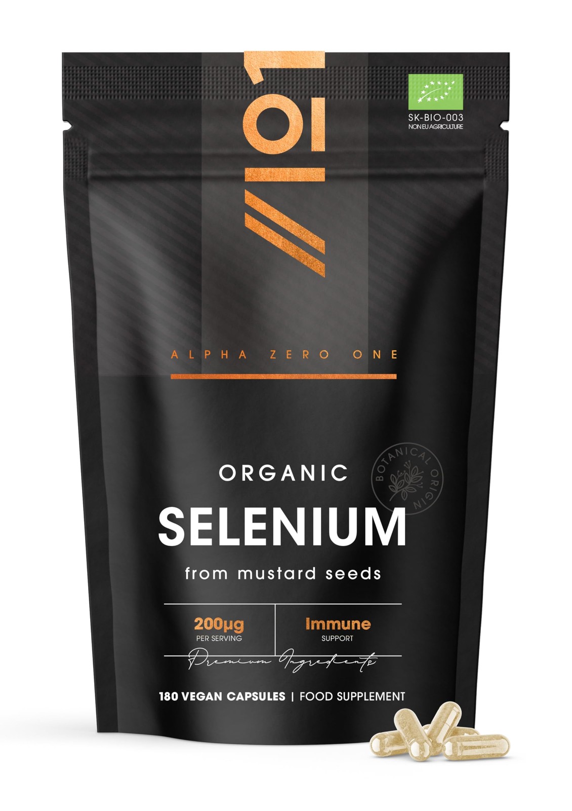 Organic Selenium 200mcg - Sourced from Mustard Seeds – 1 count (Pack of 180)