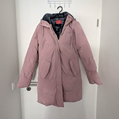 LHS Damen Parka Mantel Winter lang rosa Gr. L mit Kapuze gefüttert Taschen