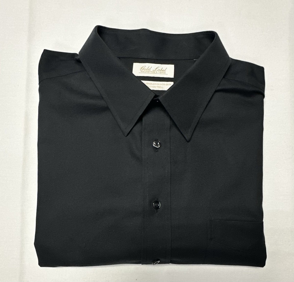 Roundtree Yorke Gold Label Shirt Slim 18.5 38/39 Tall Non Iron Long Sleeve  Black