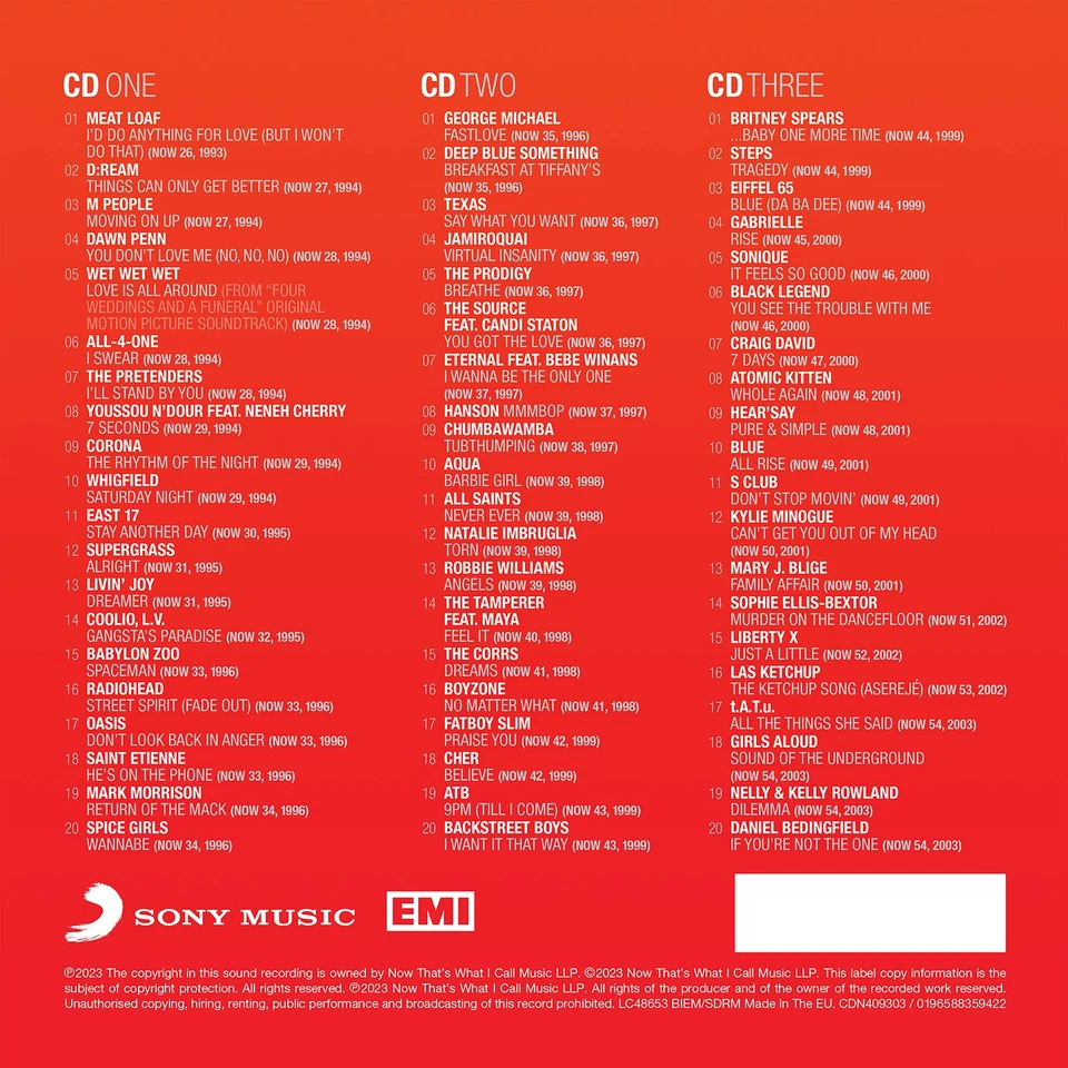 Various Artists Now That's What I Call 40 Years: 1993-2003 - Volume 2 (CD) Album - Image 3 of 3