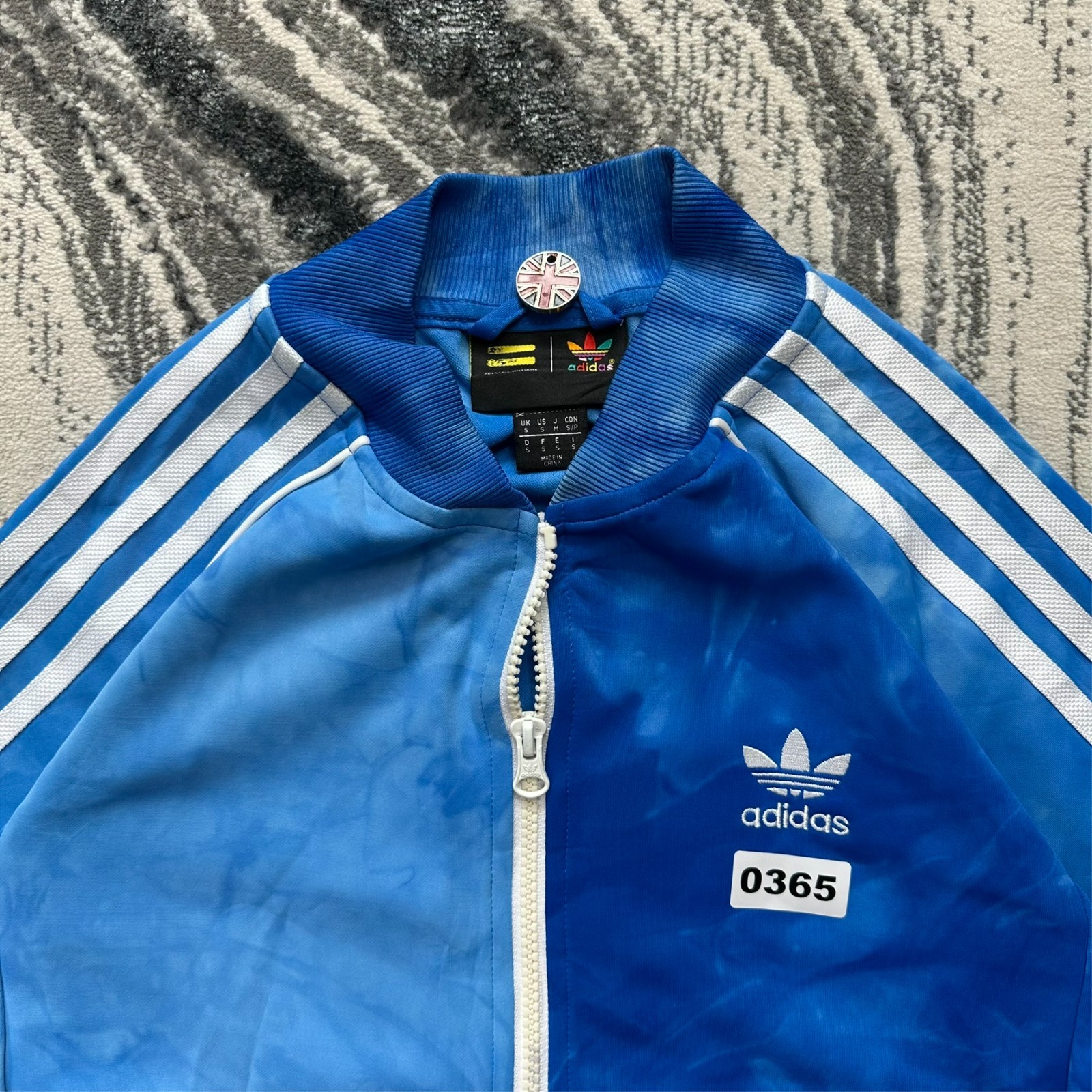 VTG Adidas Originals x Pharrell Williams HU Sz Small Tie Dye Blue Track Jacket image 3