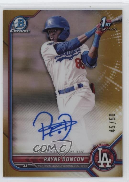 2022 Bowman Chrome Prospect Gold Refractor 45/50 Rayne Doncon #CPA-RD Auto 10yf