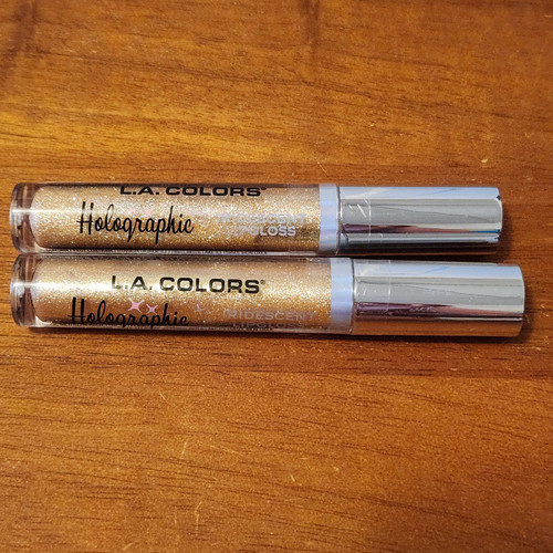 Set Of 2 L.A. COLORS Holographic Iridescent Lip gloss, Gold Rush 4 g New - Picture 1 of 2