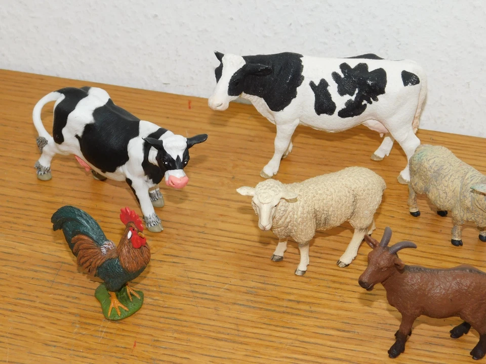 LOT 6 SCHLEICH VACHE mouton COQ chèvre FERME regardez les autres ANIMAUX - Photo 2/4