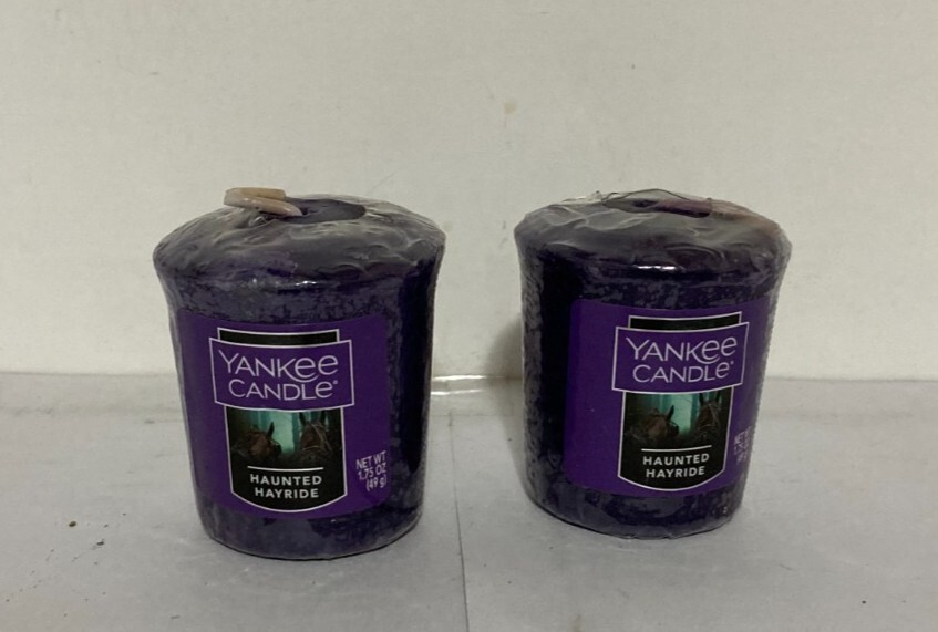Set of 2 Yankee Candle Haunted Hayride Votive Candles Halloween 1.75 oz
