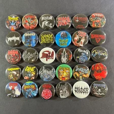 Death Metal 1" Button Pin Set Morbid Angel Vader Dissection Carcass Cannibal