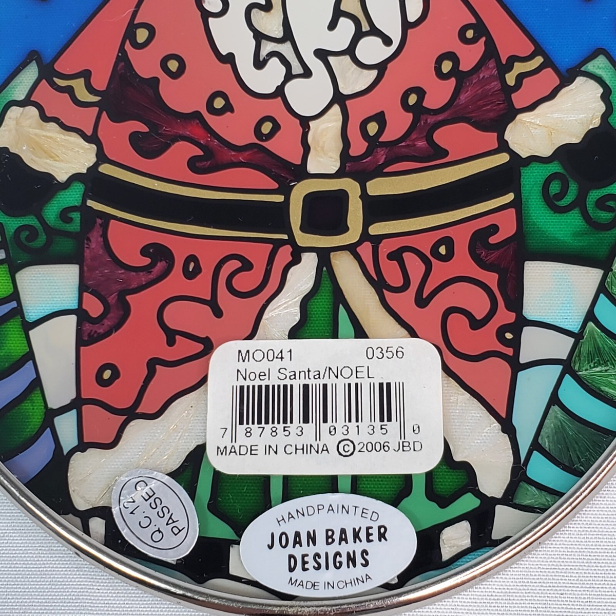 Suncatcher Christmas NOEL Santa Hand Painted Window Art by