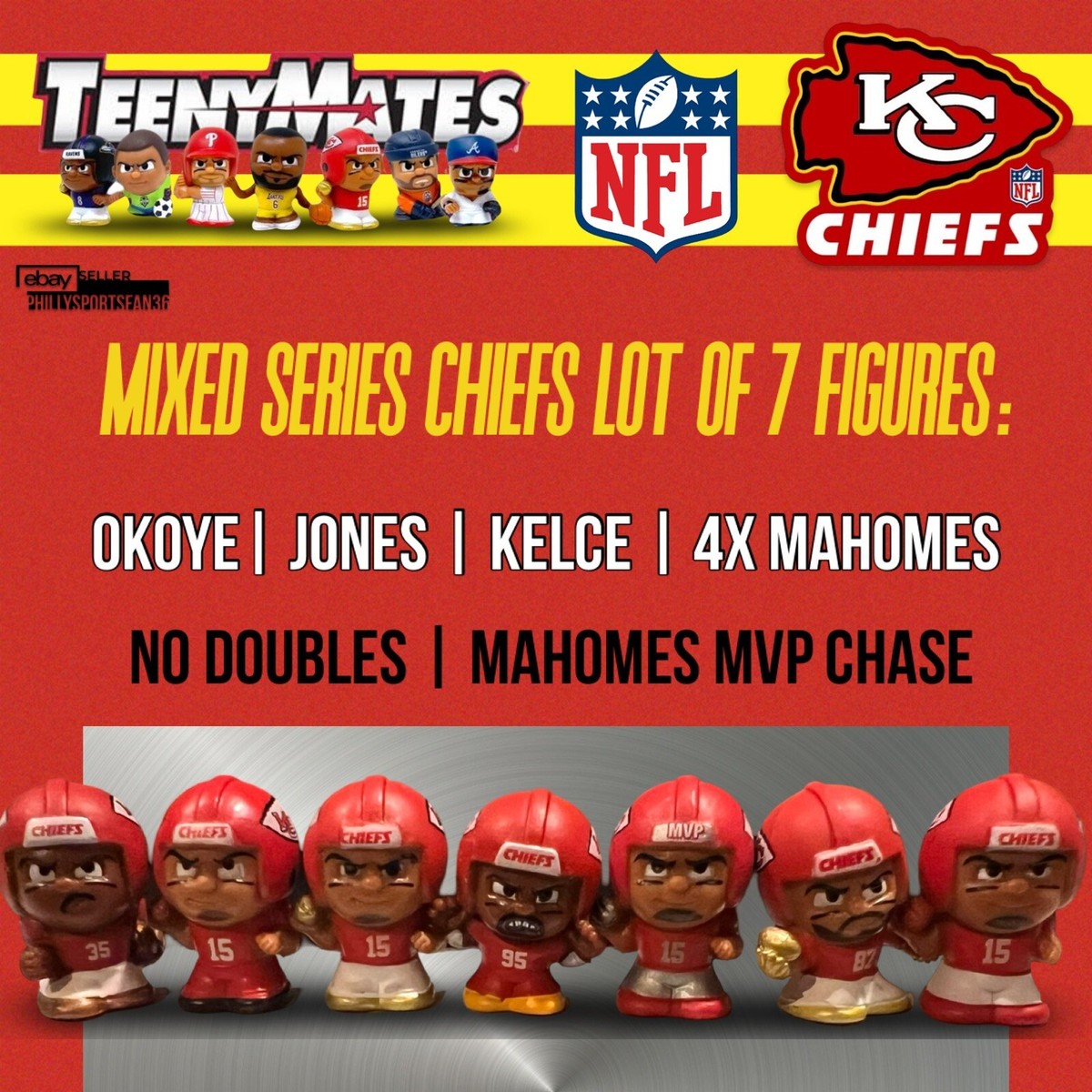 Lot Of 7 Teenymates NFL Kansas City Chiefs Maholmes Chase MVP