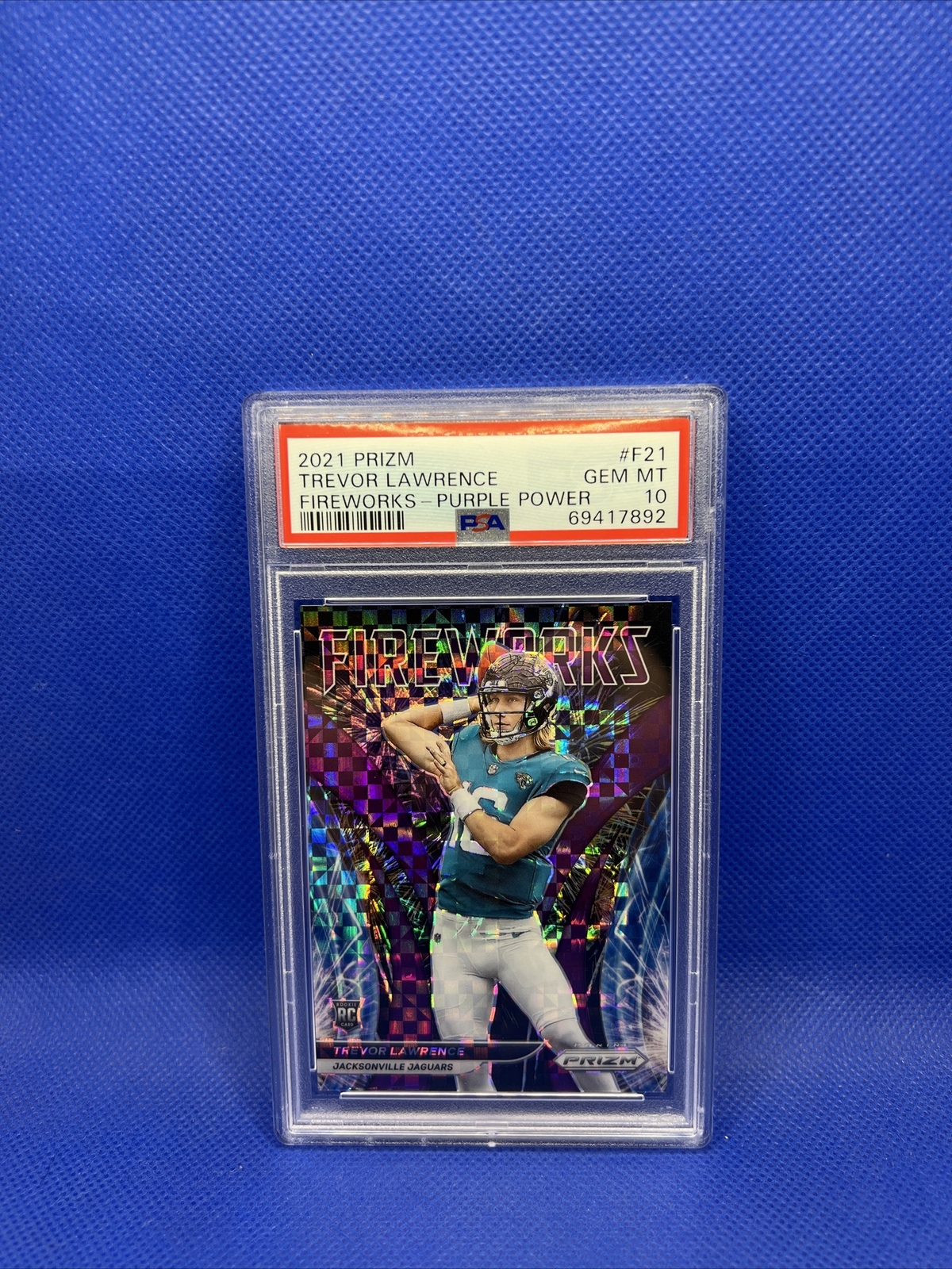 2021 NFL Prizm Trevor Lawrence RC Fireworks Purple Power /49 PSA GEM MINT 10!🔥
