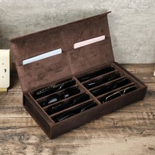 Genuine Leather Eyeglass Glasses Storage Display Box Sunglasses Holder Organizer