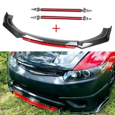 Front Bumper Lip Splitter Spoiler Body Kit Carbon Fiber Rods For Honda Civic-SI