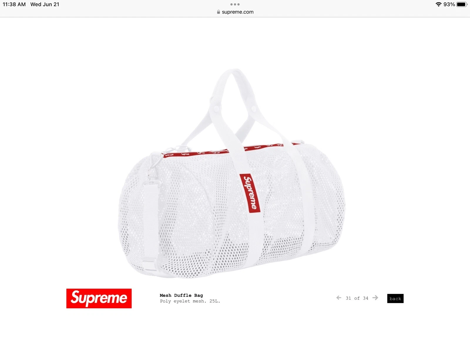 Mini sac de sport en maille suprême blanc