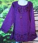 MEDIEVAL BOHO GYPSY PURPLE VELVET EMBROIDERED TUNIC BLOUSE TOP  14 -16  112 CM