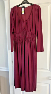 Gorgeous Ruched Midi Smock Dress Size 12 Regular Marks and Spencer