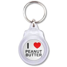 Peanut Butter I Love Heart Plastic Key Ring Round (60mm x 37mm)