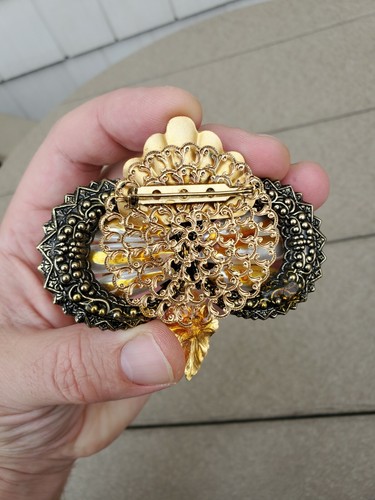 Large Ornate Art Deco Butterfly Shaped Pin Brooch - Picture 6 of 12