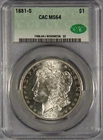 1881-S Morgan Silver Dollar CAC MS64 CACG $1