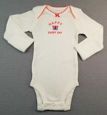 Baby Girl Nwot  Carter's Newborn Red Trim Happy Everyday Butterfly Bodysuit