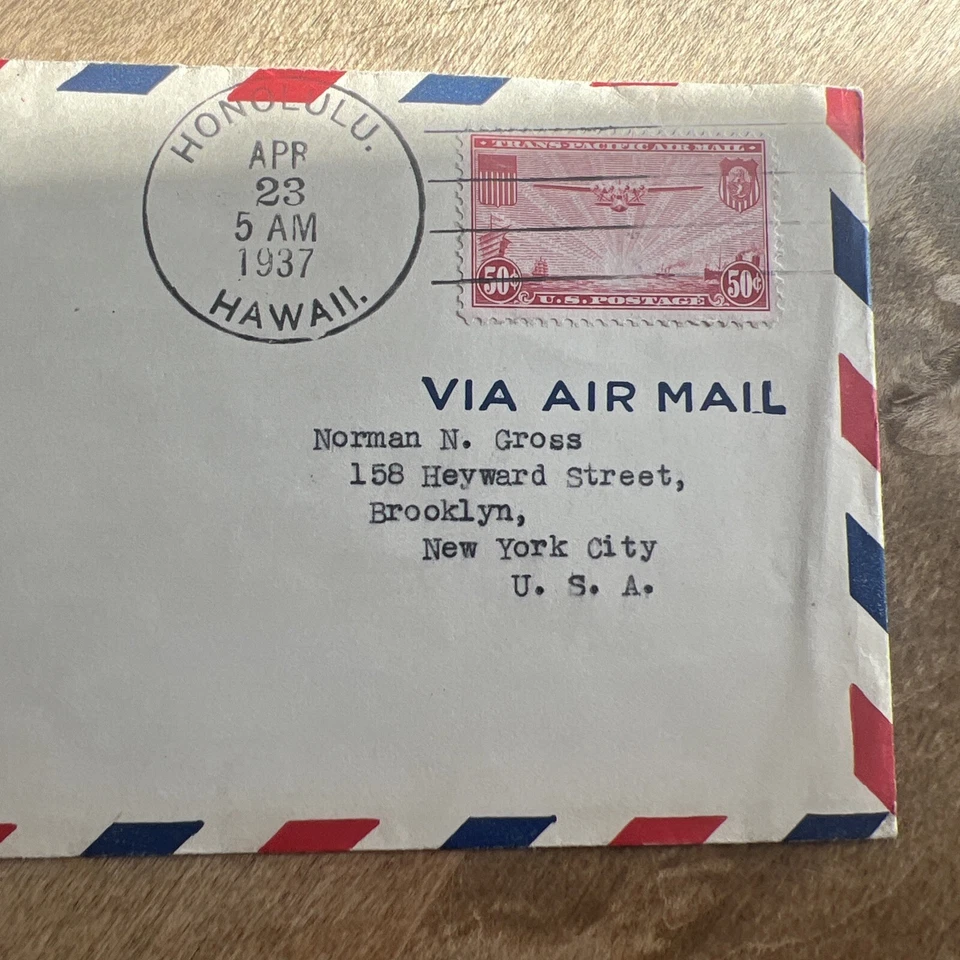 1937 First Flight Honolulu to Hong Kong Airmail Cover - Image 3 of 4