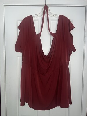Torrid 5 Tops Off The Shoulder Maroon Halter Short Sleeves 