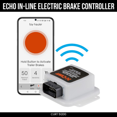 CURT Echo In-Line Bluetooth Electric Trailer Brake Controller for Up to 4 Axles