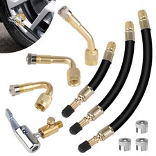 10pcs Universal Tire Valve Extension Kit W Hose Angles Stem Extender Car Bike