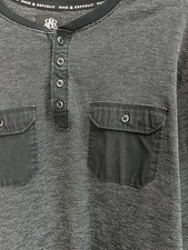 Rock  Republic Men  s Long Sleeve Henley Thermal Pullover Top W/ Pockets L