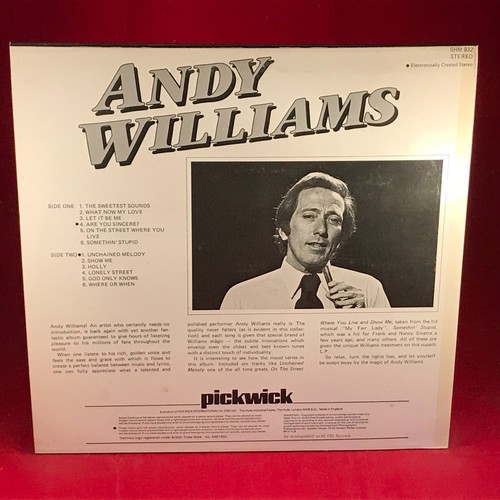 ANDY WILLIAMS Unchained Melody 1981 UK vinyl LP Let It Be Me Somethin' Stupid - Picture 2 of 4