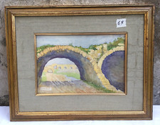 DIPINTO ACQUERELLO ENTREE DES ARENES FIRMATO FREJUS 1928 QUADRO CORNICE IN LEGNO