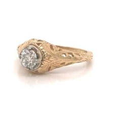 Vintage Art Deco Style 3 Ct Lab Created Diamond Wedding Ring 14k Yellow Gold FN