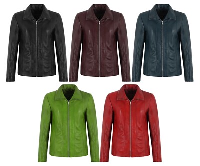Damen Lederjacke normale Passform Lammfell Oberteile stilvolle klassische formelle Jacke