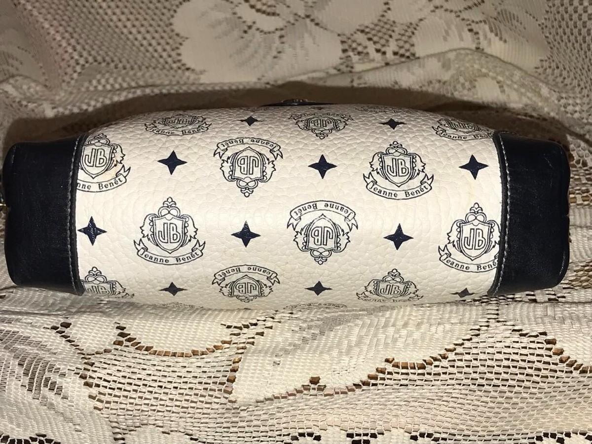 Jeanne Benet Vintage Navy Blue & White Leather Crossbody 