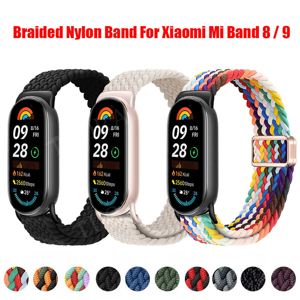 For Xiaomi Mi Band 8 / 9  NFC Braided Nylon Bracelet Sport Wristband Watch Strap