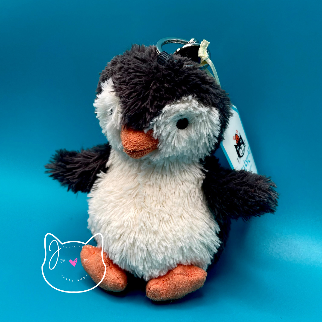 Jellycat PEANUT PENGUIN BAG CHARM New NWT Keychain Key Ring Toy