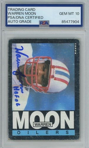 Warren Moon 1985 Topps RC Rookie GEM MT 10 PSA/DNA Signed Auto Autographed